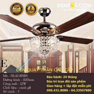 Đèn quạt trần nhập khẩu cao cấp DTHL42-801BS