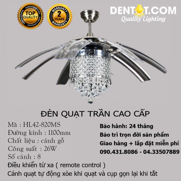 Đèn quạt trần LED cao cấp DTHL42-820MS