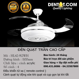 Quạt trần có đèn điều kiển từ xa cao cấp DTHL42-912WH