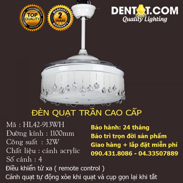 Quạt trần đèn cao cấp DTHL42-913WH