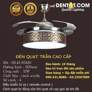 Quạt trần đèn led trang tri cao cấp DTHL42-921MS