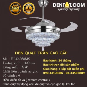 Quạt trần có đèn trang trí cao cấp DTHL42-980MS