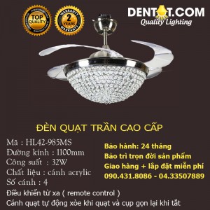 Quạt trần có đèn trang trí cao cấp DTHL42-985MS