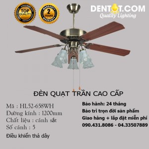 Đèn quạt trần cao cấp HL52-658WH